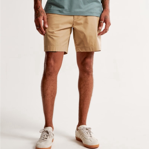 Abercrombie & Fitch Men’s Classic Epic Flex Khaki Flat Front Shorts Size 28 NWT - Picture 5 of 7